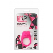 Розовое эрекционное кольцо с щеточкой LIT-UP SILICONE STIMU RING 5 - Dream Toys - в Старом Осколе купить с доставкой