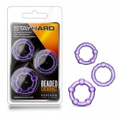 Набор из 3 фиолетовых эрекционных колец Stay Hard Beaded Cockrings - Blush Novelties - в Старом Осколе купить с доставкой