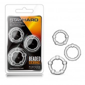 Набор из 3 прозрачных эрекционных колец Stay Hard Beaded Cockrings - Blush Novelties - в Старом Осколе купить с доставкой
