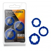 Набор из 3 синих эрекционных колец Stay Hard Beaded Cockrings - Blush Novelties - в Старом Осколе купить с доставкой