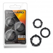 Набор из 3 чёрных эрекционных колец Stay Hard Beaded Cockrings - Blush Novelties - в Старом Осколе купить с доставкой