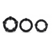 Набор из 3 чёрных эрекционных колец Stay Hard Beaded Cockrings - Blush Novelties - в Старом Осколе купить с доставкой