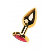 Золотистая анальная пробка с кристаллом-сердцем - 7,5 см. - ToyFa - купить с доставкой в Старом Осколе