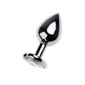 Серебристая анальная пробка с прозрачным кристаллом-сердцем - 8 см. - ToyFa - купить с доставкой в Старом Осколе