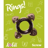 Чёрное эрекционное кольцо Rings Screw - Lola Games - в Старом Осколе купить с доставкой