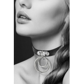 Черный чокер с двумя кольцами - Bijoux Pour Toi - купить с доставкой в Старом Осколе