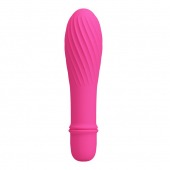 Ярко-розовый вибратор Solomon с бороздками - 12,3 см. - Baile