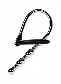 Серебристый уретральный плаг-бусины TOYFA Metal с мягким фиксириющим кольцом - ToyFa - купить с доставкой в Старом Осколе