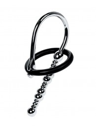 Серебристый уретральный плаг-бусины TOYFA Metal с мягким фиксириющим кольцом - ToyFa - купить с доставкой в Старом Осколе