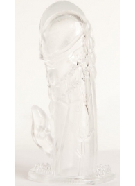 Прозрачная гелевая насадка с клиторальным отростком - 13 см. - Toyfa Basic - в Старом Осколе купить с доставкой