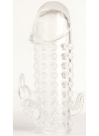 Гелевая прозрачная насадка с 2 отростками - 13 см. - Toyfa Basic - в Старом Осколе купить с доставкой