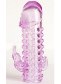 Закрытая фиолетовая насадка с 2 отростками - 13 см. - Toyfa Basic - в Старом Осколе купить с доставкой