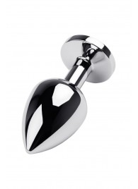 Серебристая коническая анальная пробка с красным кристаллом - 8 см. - ToyFa - купить с доставкой в Старом Осколе