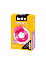 Розовое эрекционное виброкольцо Luxe VIBRO  Ужас Альпиниста  + презерватив - Luxe - в Старом Осколе купить с доставкой