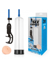 Прозрачная вакуумная помпа Sex Expert с насадкой-вагиной - Sex Expert - в Старом Осколе купить с доставкой