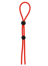 Красное лассо на пенис с двумя бусинами STRETCHY LASSO CAGE - Dream Toys - в Старом Осколе купить с доставкой