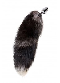 Серебристая металлическая анальная втулка с хвостом чернобурой лисы - размер S - ToyFa - купить с доставкой в Старом Осколе