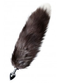 Серебристая металлическая анальная втулка с хвостом чернобурой лисы - размер S - ToyFa - купить с доставкой в Старом Осколе