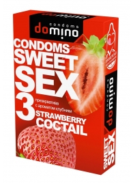 Презервативы для орального секса DOMINO Sweet Sex с ароматом клубничного коктейля  - 3 шт. - Domino - купить с доставкой в Старом Осколе