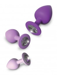 Набор из 3 фиолетовых анальных пробок со стразами Little Gems Trainer Set - Pipedream - купить с доставкой в Старом Осколе