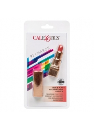 Золотистый вибратор-помада с красным мягким кончиком Hide   Play Rechargeable Lipstick - California Exotic Novelties - купить с доставкой в Старом Осколе