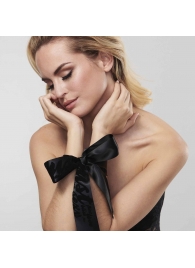 Черные ленты для связывания SILKY SENSUAL HANDCUFFS - Bijoux Indiscrets - купить с доставкой в Старом Осколе