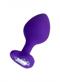 Фиолетовая анальная втулка Diamond Heart с прозрачным кристаллом - 8 см. - ToyFa - купить с доставкой в Старом Осколе