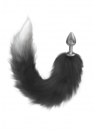 Серебристая анальная пробка с черным хвостом Galaxy - Lola Games - купить с доставкой в Старом Осколе