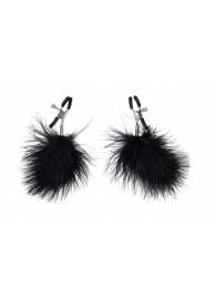 Зажимы на соски с черным пухом Euphoric - Lola Games - купить с доставкой в Старом Осколе