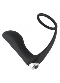 Черное эрекционное кольцо с анальной вибропробкой Vibrating Ring   Plug - Orion - в Старом Осколе купить с доставкой