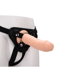 Черные трусики с телесной насадкой STRAP ON REAL DILDO - 21 см. - Dream Toys - купить с доставкой в Старом Осколе