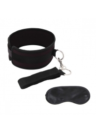 Черный ошейник с длинным поводком Collar and Leash Set - Lux Fetish - купить с доставкой в Старом Осколе