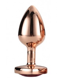 Золотистая анальная втулка с кристаллом-сердечком розового цвета - 7,1 см. - Dream Toys - купить с доставкой в Старом Осколе