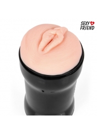 Телесный мастурбатор-вагина в черной колбе - 1137 - в Старом Осколе купить с доставкой