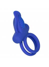 Синее перезаряжаемое эрекционное кольцо Silicone Rechargeable Dual Pleaser Enhancer - California Exotic Novelties - в Старом Осколе купить с доставкой