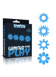 Набор из 4 голубых, светящихся в темноте эрекционных колец Lumino Play - Lovetoy - в Старом Осколе купить с доставкой