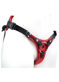 Красно-черный женский пояс с 2 способами крепления насадок и вагинальной пробкой - LOVETOY (А-Полимер) - купить с доставкой в Старом Осколе