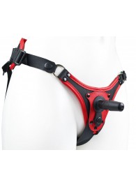 Красно-черные универсальные трусики с 2 способами крепления насадок - LOVETOY (А-Полимер) - купить с доставкой в Старом Осколе