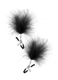 Зажимы на соски с черными пуховыми кисточками Sweet Caress Feather Nipple Clumps - Sweet Caress - купить с доставкой в Старом Осколе