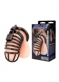 Черная металлическая клетка с замком Deluxe Chastity Cage - BlueLine - купить с доставкой в Старом Осколе