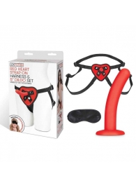 Красный поясной фаллоимитатор Red Heart Strap on Harness   5in Dildo Set - 12,25 см. - Lux Fetish - купить с доставкой в Старом Осколе