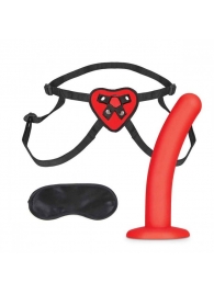 Красный поясной фаллоимитатор Red Heart Strap on Harness   5in Dildo Set - 12,25 см. - Lux Fetish - купить с доставкой в Старом Осколе