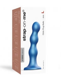 Голубая насадка Strap-On-Me Dildo Plug Balls size L - Strap-on-me - купить с доставкой в Старом Осколе