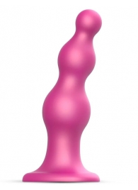 Розовая насадка Strap-On-Me Dildo Plug Beads size S - Strap-on-me - купить с доставкой в Старом Осколе