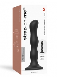 Черная насадка Strap-On-Me Dildo Geisha Balls size M - Strap-on-me - купить с доставкой в Старом Осколе