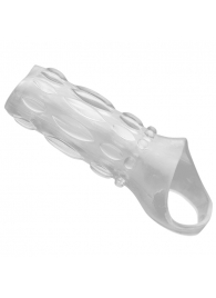 Насадка на пенис с кольцом для мошонки Clear Sensations Enhancer Sex Sleeve - 11,5 см. - XR Brands - в Старом Осколе купить с доставкой