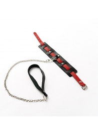 Черный ошейник с красным ремешком и поводком - Crazy Handmade - купить с доставкой в Старом Осколе