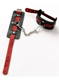 Черные оковы с красным декором и заклепками - Crazy Handmade - купить с доставкой в Старом Осколе