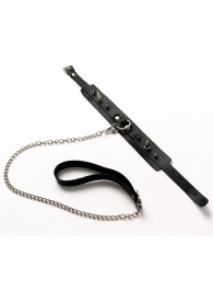 Черный ошейник с шипами и поводком - Crazy Handmade - купить с доставкой в Старом Осколе