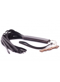 Черная кожаная плеть с удобной ручкой - 50 см. - Crazy Handmade - купить с доставкой в Старом Осколе